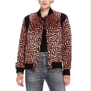 Anthropologie Scotch & Soda Metallic Pink and Black Bomber Jacket size XS